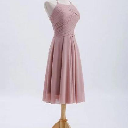 Chiffon Blush Pink Short Bridesmaid Dress