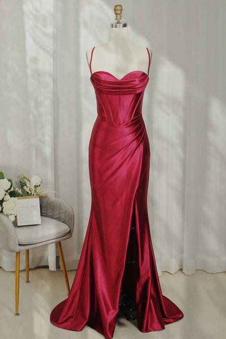 Lace-up Burgundy Cowl Neck Ruched Long Party Dress,prom Dress,evening Dress