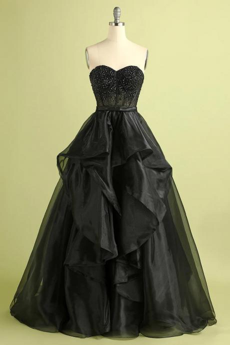 Black Strapless Ball Gown Prom Dress