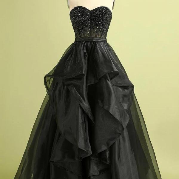 Black Strapless Ball Gown Prom Dress